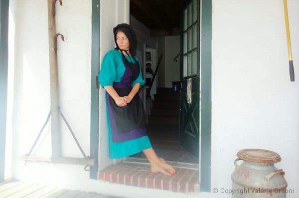 Valerie Orsoni in traditional Amish dress