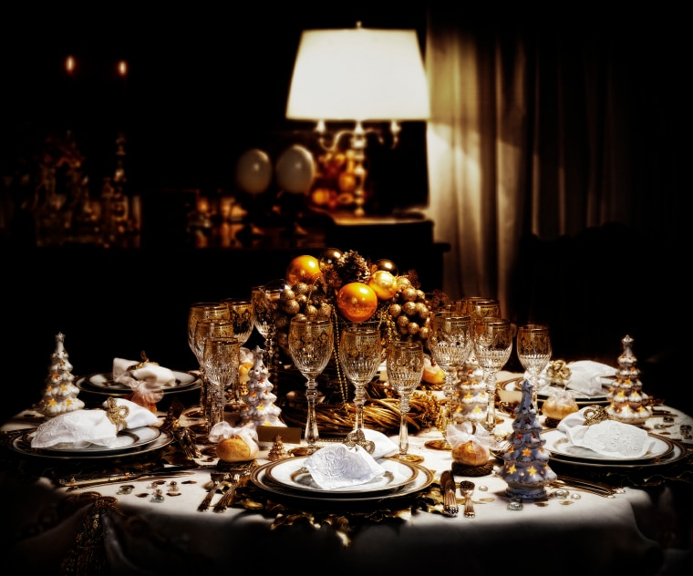 A decorated christmas dining table