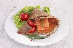 buckwheat crepe with smoked salmon