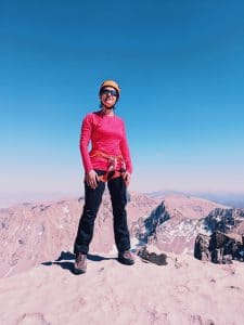 Valerie Orsoni on top of mount whitney