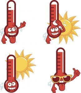 Cartoon hot thermometers