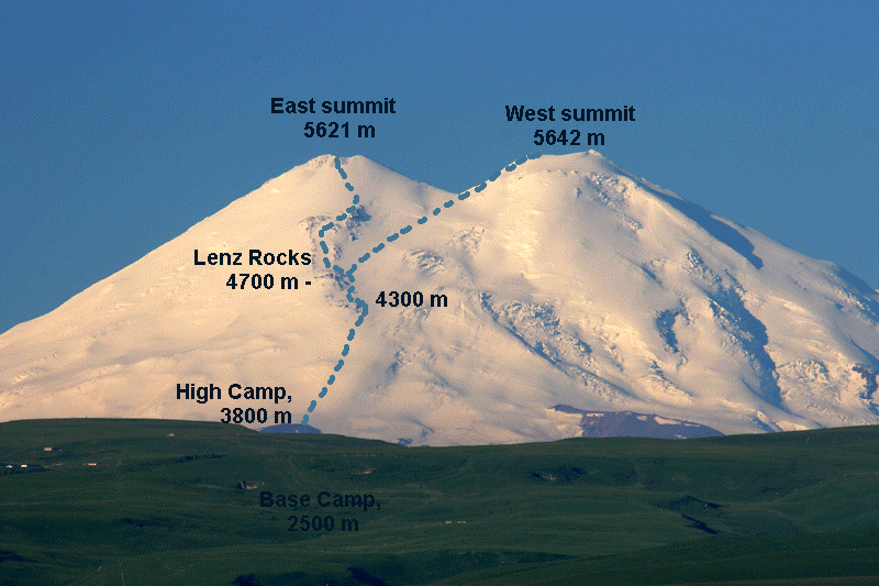 elbrus elbrouz elbrous voie nord