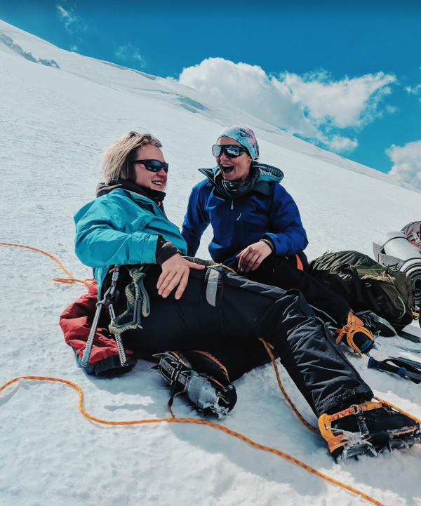 Ksenia and I at 4300m on Mt Elbrus. Rest of the warriors :)